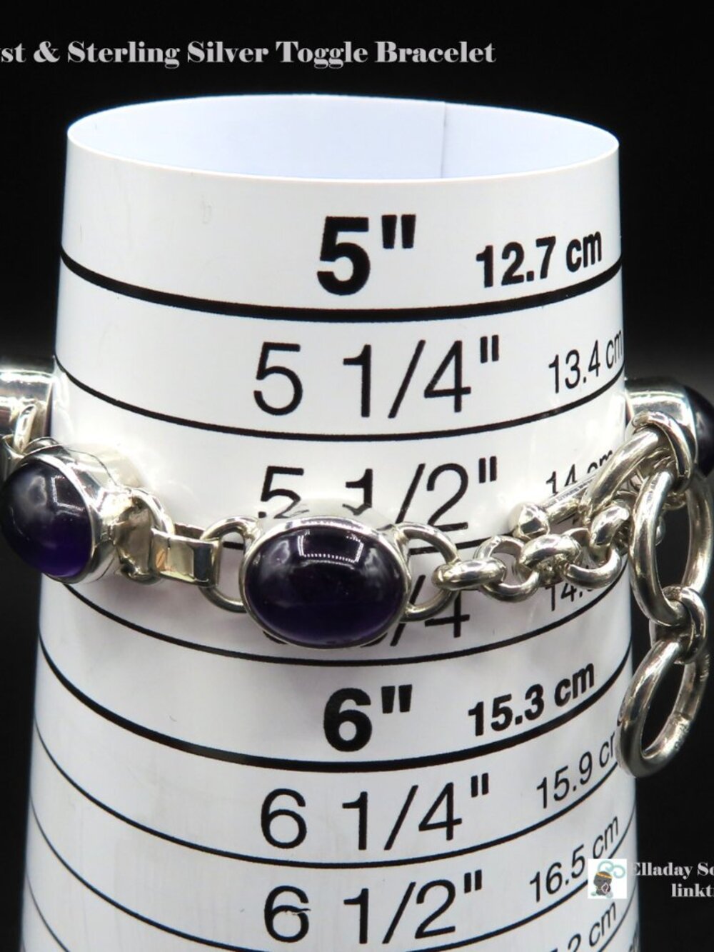 [SALE] Sterling Silver & Amethyst Toggle Bracelet - Picture 8 of 11